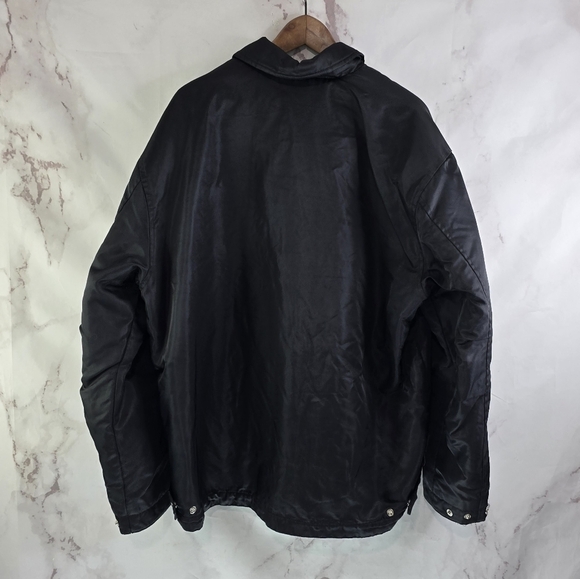 Vintage Levis Jacket Mens Large Black Silver Tab Trucker 90s Fleece Lined Zip - Picture 5 of 13